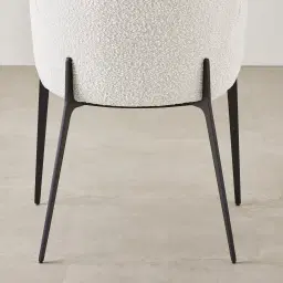 Milana Snow White Boucle Dining Chair - Black Metal Legs