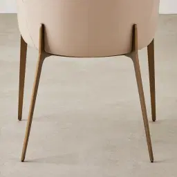 Milana Sand Beige Vegan Leather Dining Chair - Brushed Bronze Leg