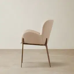 Milana Sand Beige Vegan Leather Dining Chair - Brushed Bronze Leg