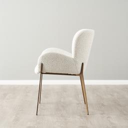 Milana Snow White Boucle Dining Chair - Brushed Bronze Legs