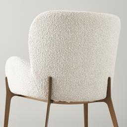 Milana Snow White Boucle Dining Chair - Brushed Bronze Legs