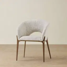 Polina Dove Grey Fabric Dining Chair - Brushed Bronze Legs