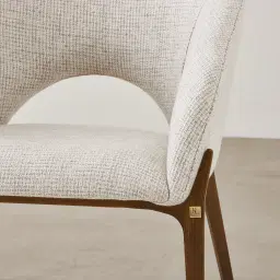 Polina Dove Grey Fabric Dining Chair - Brushed Bronze Legs