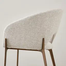 Polina Dove Grey Fabric Dining Chair - Brushed Bronze Legs