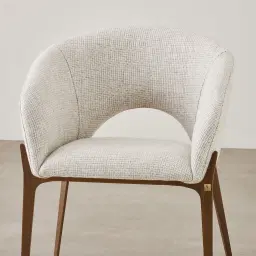 Polina Dove Grey Fabric Dining Chair - Brushed Bronze Legs