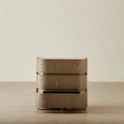 Terzetto Pandora Brown Sintered Stone 3-Drawer Bedside Table - Medium Brown Wood