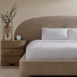 Terzetto Pandora Brown Sintered Stone 3-Drawer Bedside Table - Medium Brown Wood