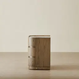 Terzetto Pandora Brown Sintered Stone 3-Drawer Bedside Table - Medium Brown Wood