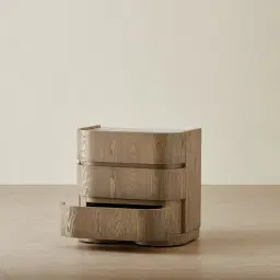 Terzetto Pandora Brown Sintered Stone 3-Drawer Bedside Table - Medium Brown Wood