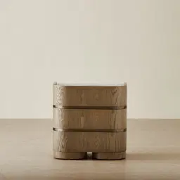 Terzetto Pandora Brown Sintered Stone 3-Drawer Bedside Table - Medium Brown Wood