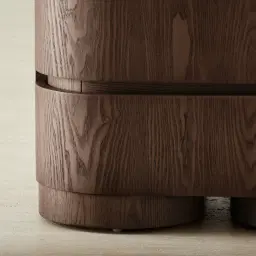 Terzetto Pandora Brown Sintered Stone 3-Drawer Bedside Table - Dark Brown Wood