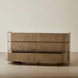 Terzetto Pandora Brown Sintered Stone 6-Drawer Dresser - Medium Brown Wood