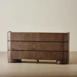 Terzetto Pandora Brown Sintered Stone 6-Drawer Dresser - Dark Brown Wood