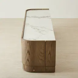 Terzetto Pandora Brown Sintered Stone Entertainment Unit - Medium Brown Wood