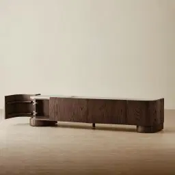 Terzetto Pandora Brown Sintered Stone Entertainment Unit - Dark Brown Wood