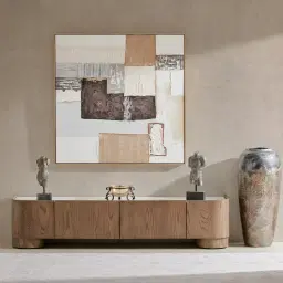 Terzetto Pandora Brown Sintered Stone Entertainment Unit - Dark Brown Wood