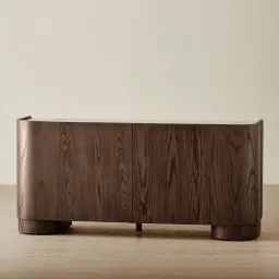 Terzetto Pandora Brown Sintered Stone 4-Door Sideboard - Dark Brown Wood