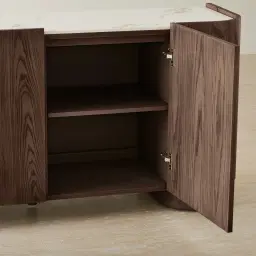 Terzetto Pandora Brown Sintered Stone 4-Door Sideboard - Dark Brown Wood