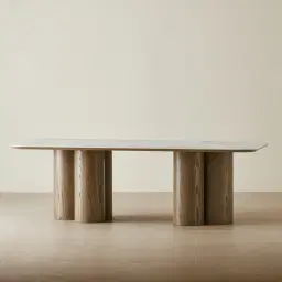 Terzetto Pandora Brown Sintered Stone Rectangular Dining Table - Medium Brown Wooden Legs 240x120cm