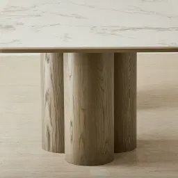 Terzetto Pandora Brown Sintered Stone Rectangular Dining Table - Medium Brown Wooden Legs 240x120cm