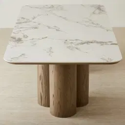 Terzetto Pandora Brown Sintered Stone Rectangular Dining Table - Medium Brown Wooden Legs 240x120cm