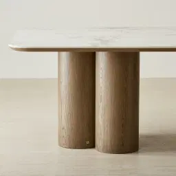 Terzetto Pandora Brown Sintered Stone Rectangular Dining Table - Medium Brown Wooden Legs 240x120cm