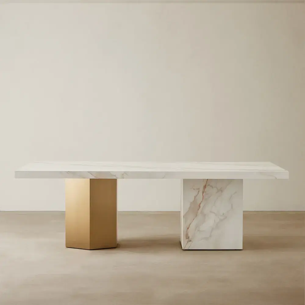 Thames II Calacatta Oro - White Sintered Stone Dining Table