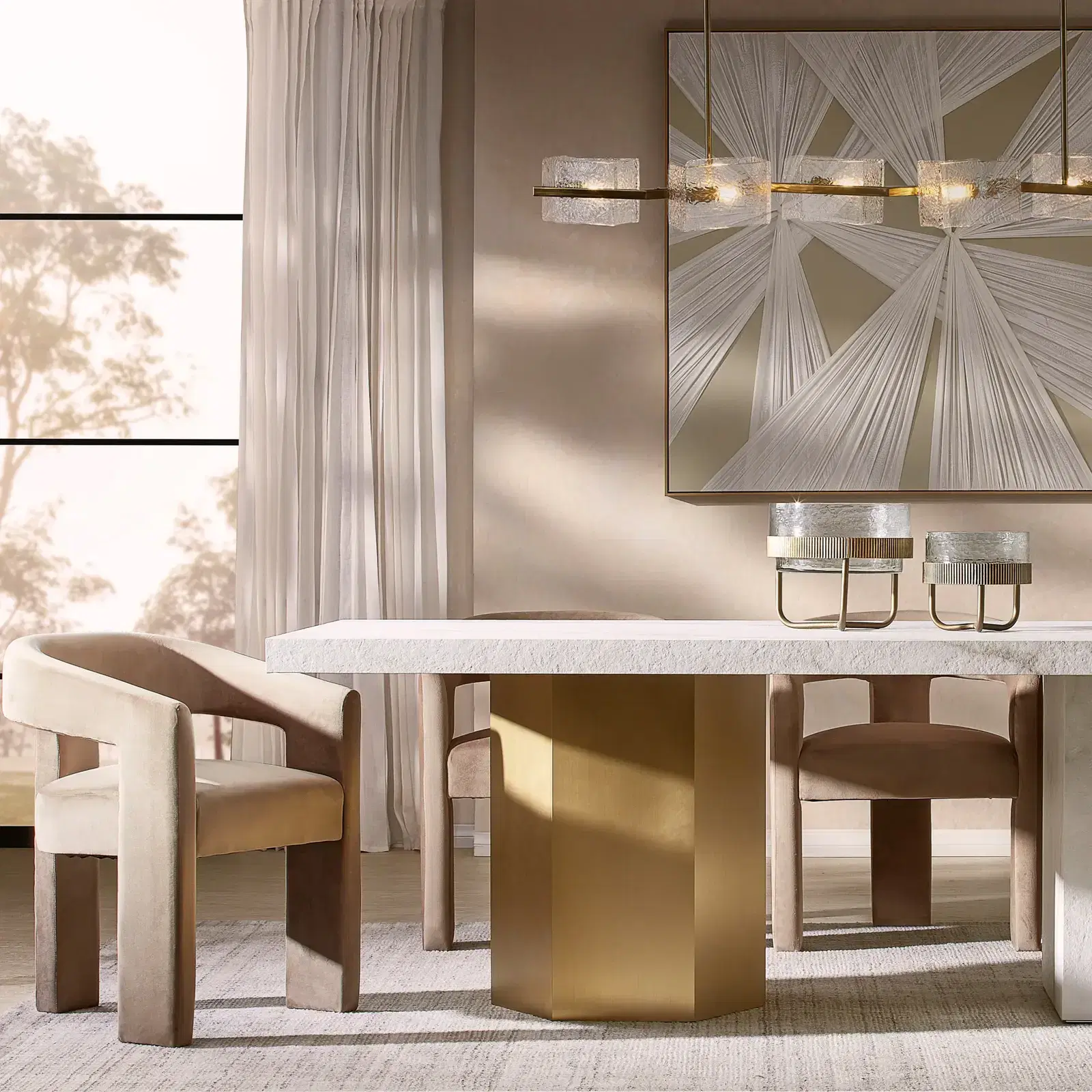 Thames II Calacatta Oro - White Sintered Stone Dining Table