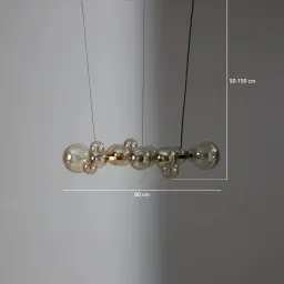 Bubbles Transparent Glass Chandelier 80 cm - Brushed Gold Metal Body
