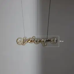 Bubbles Transparent Glass Chandelier 80 cm - Brushed Gold Metal Body