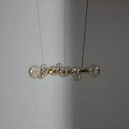 Bubbles Transparent Glass Chandelier 80 cm - Brushed Gold Metal Body