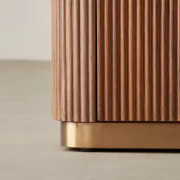 San Pierre Walnut Veneer Sideboard with Travertine Finish Sintered Stone Top