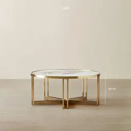 Viviana Sintered Stone Coffee Table - Brushed Champagne Gold Stainless Steel Frame