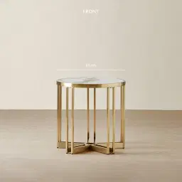 Viviana Sintered Stone Side Table - Brushed Champagne Gold Stainless Steel Frame