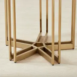 Viviana Sintered Stone Side Table - Brushed Champagne Gold Stainless Steel Frame