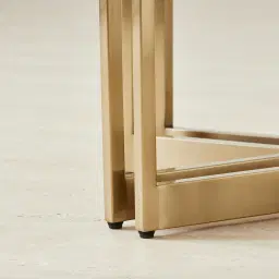 Viviana Sintered Stone Side Table - Brushed Champagne Gold Stainless Steel Frame