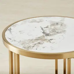 Viviana Sintered Stone Side Table - Brushed Champagne Gold Stainless Steel Frame