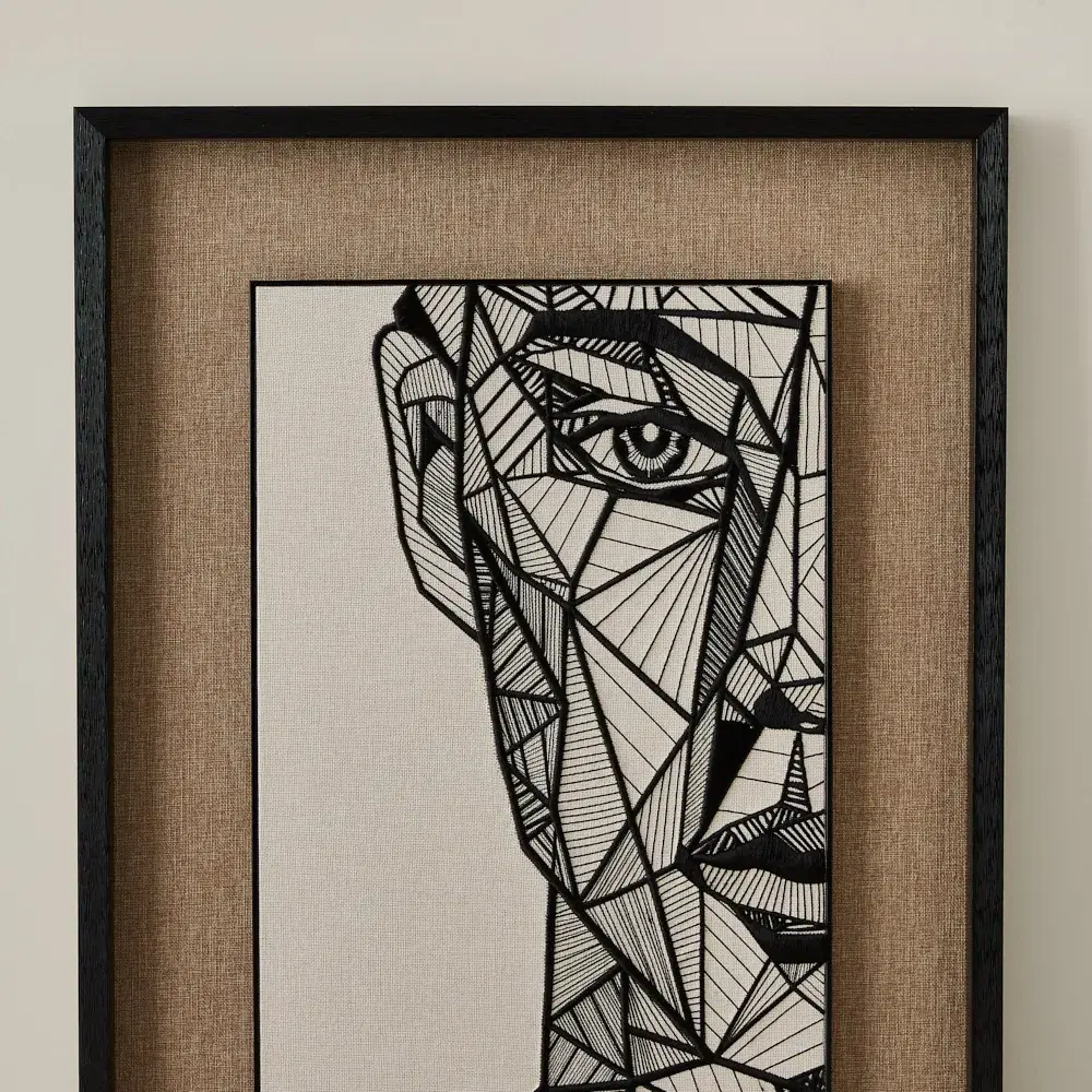 Male Geometric Figure Rectangle Shadow Box with Black PS Frame