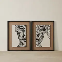 Female Geometric Figure Rectangle Shadow Box with Black PS Frame