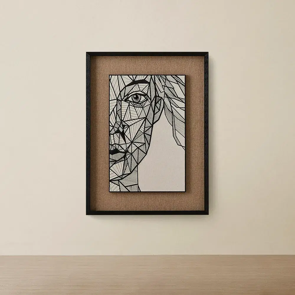 Female Geometric Figure Rectangle Shadow Box with Black PS Frame