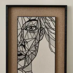 Female Geometric Figure Rectangle Shadow Box with Black PS Frame