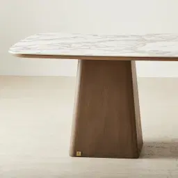 Dunstan Medium Brown Veneer Rectangular Dining Table with Calacatta Viola Sintered Stone Top - 240x120cm