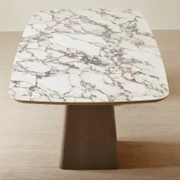 Dunstan Medium Brown Veneer Rectangular Dining Table with Calacatta Viola Sintered Stone Top - 240x120cm