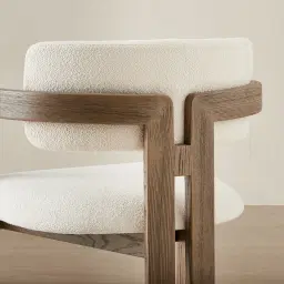 Desmond Chantilly White Fabric Dining Chair - Medium Brown Ash Legs