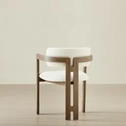 Desmond Chantilly White Fabric Dining Chair - Medium Brown Ash Legs