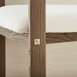 Desmond Chantilly White Fabric Dining Chair - Medium Brown Ash Legs