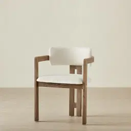 Desmond Chantilly White Fabric Dining Chair - Medium Brown Ash Legs