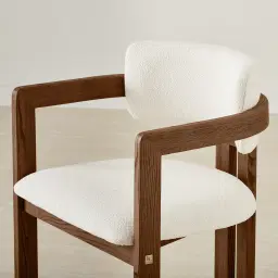 Desmond Chantilly White Fabric Dining Chair - Dark Brown Ash Legs