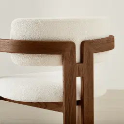 Desmond Chantilly White Fabric Dining Chair - Dark Brown Ash Legs