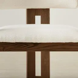 Desmond Chantilly White Fabric Dining Chair - Dark Brown Ash Legs